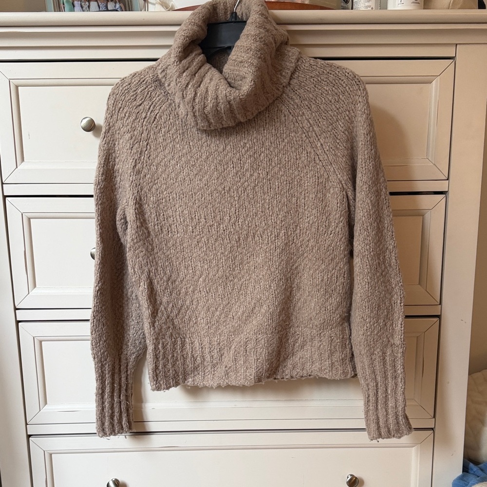 J. Crew Tan Turtleneck Alpaca Wool Sweater